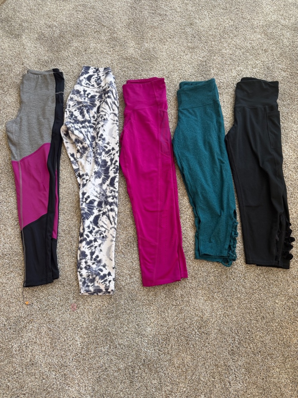 Lot of Champion and RBX Leggings - Magenta, Teal, Black, Gray, Tie-Dye.